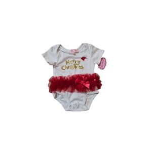 Popatu Merry Christmas tutu onesie Size 6/9 months infant festive holiday NWT